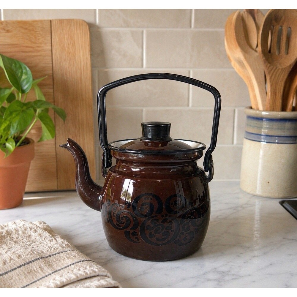 VTG GREEN Enamel Primavera Finel Arabia Teapot Kettle 0.6L Kaj Franck FINLAND